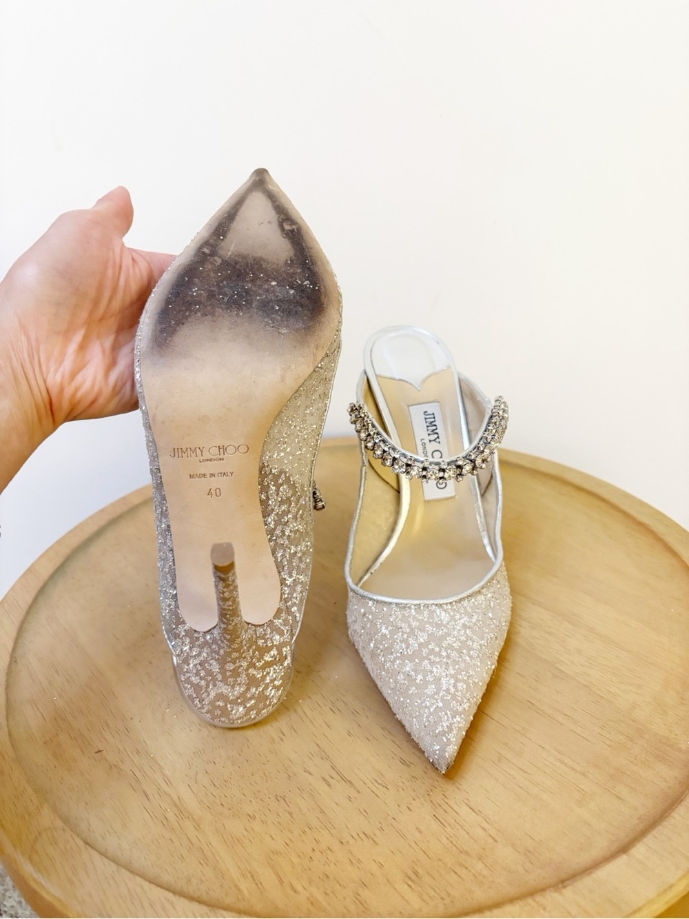 Jimmy Choo Tulle Glitter Bing Heels - Picture 12 of 12
